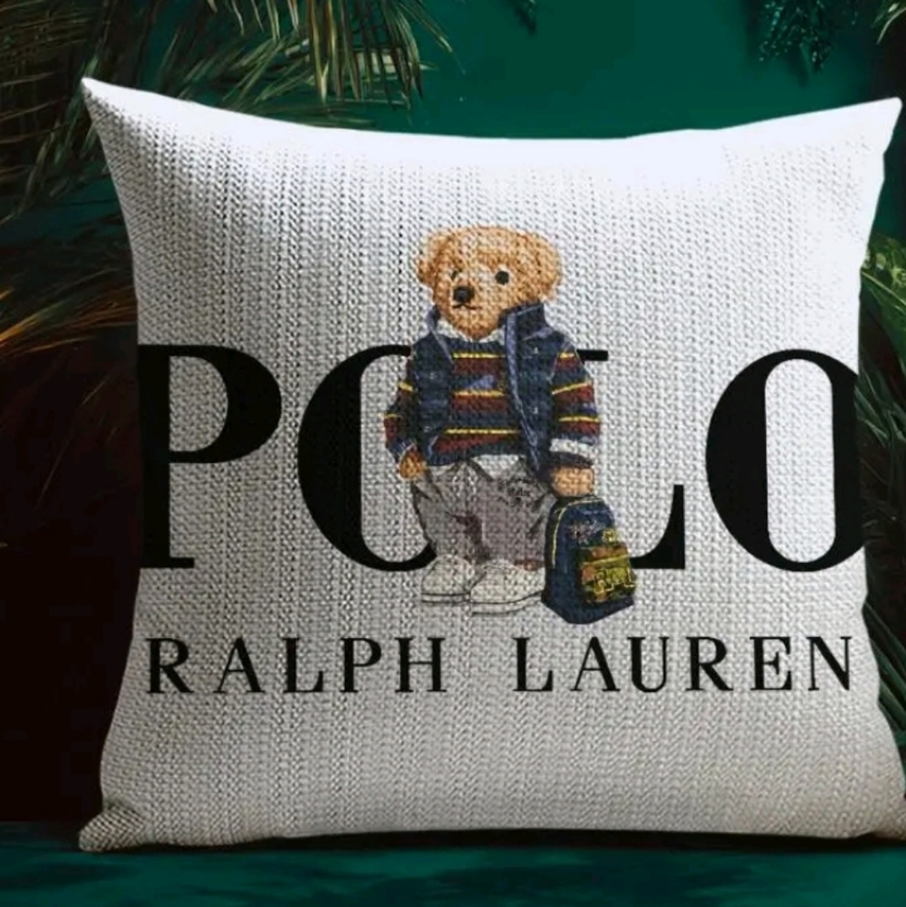 Ralph Lauren White Pillow  Cases with Polo Bear Design X2
